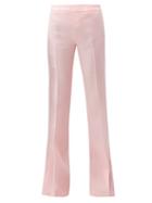Matchesfashion.com Giambattista Valli - Flared High Rise Wool Crepe Trousers - Womens - Pink