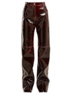Matchesfashion.com Msgm - Relaxed Crinkle Effect Vinyl Trousers - Womens - Burgundy