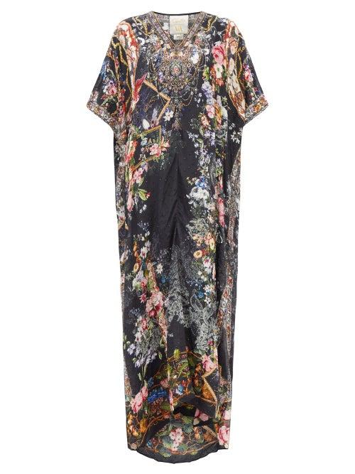 Camilla - From The Archives-print Silk-chiffon Kaftan - Womens - Black Multi