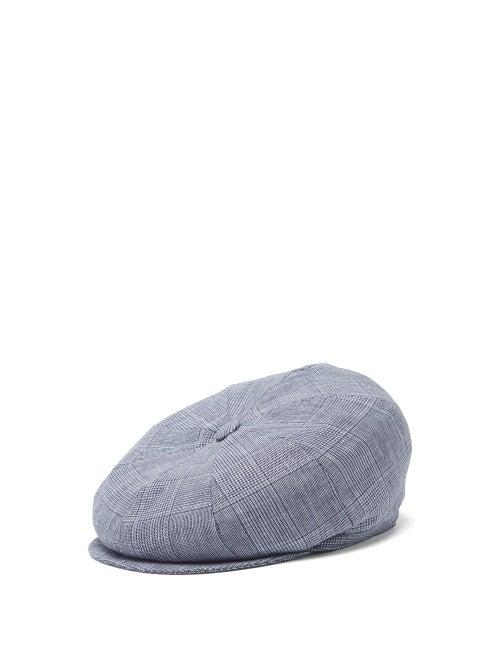 Brunello Cucinelli - Prince Of Wales Check Flat Cap - Mens - Blue