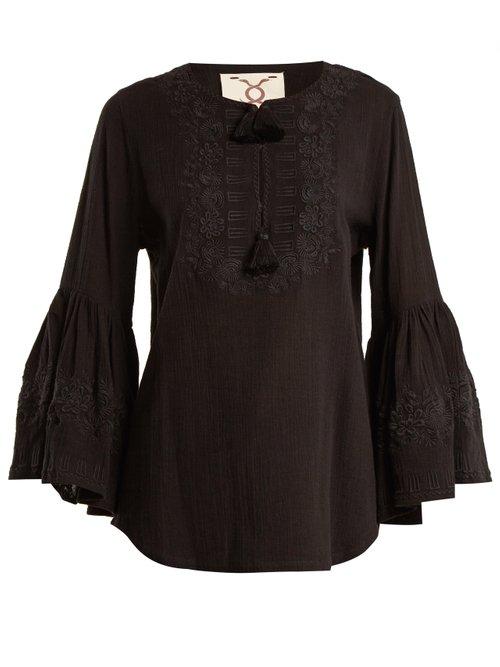 Matchesfashion.com Figue - Liza Embroidered Cotton Shirt - Womens - Black