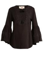 Matchesfashion.com Figue - Liza Embroidered Cotton Shirt - Womens - Black