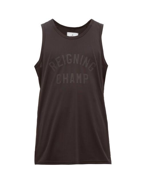Matchesfashion.com Reigning Champ - Logo Print Mesh Tank Top - Mens - Black