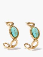 Aurlie Bidermann - Aldabra Turquoise & Gold-plated Hoop Earrings - Womens - Green Gold