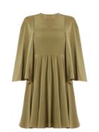 Matchesfashion.com Valentino - Cape Sleeve Silk Crepe De Chine Dress - Womens - Green