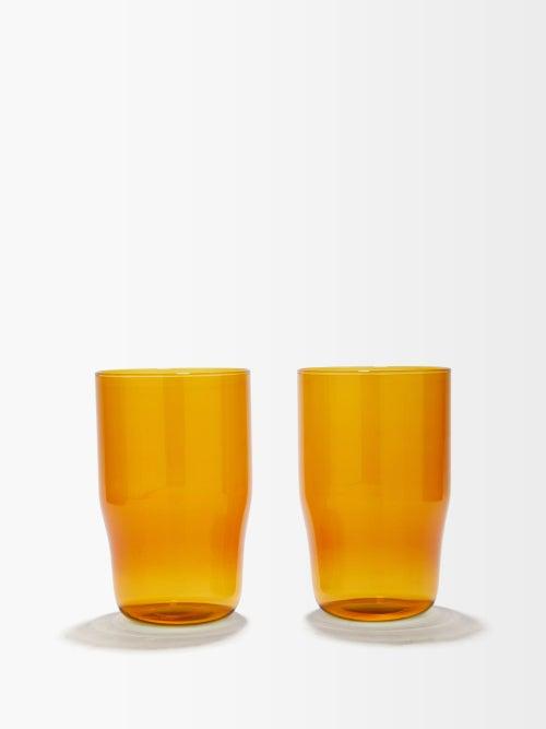 R+d.lab - Set Of Two Helg Glass Tumblers - Mens - Orange