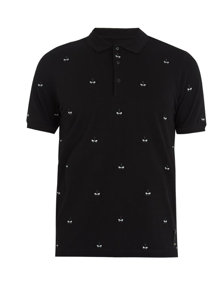 Fendi Bag Bugs-embroidered Cotton-piqu Polo Shirt