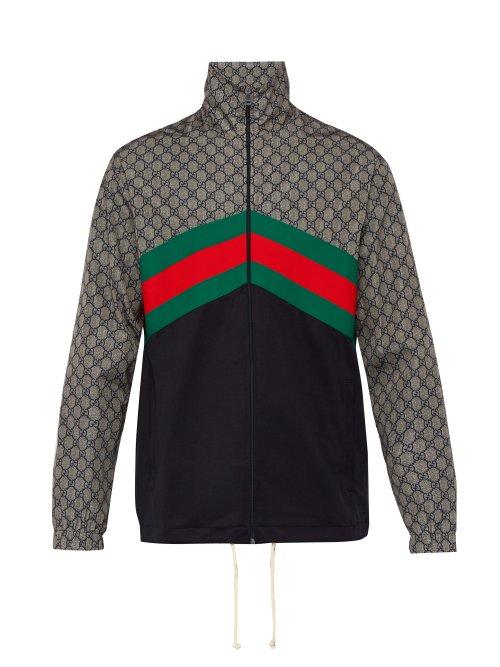 Matchesfashion.com Gucci - Gg Supreme Web Stripe Track Jacket - Mens - Grey