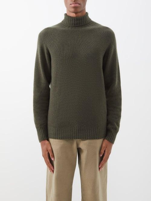 Officine Gnrale - Seamless Wool-blend Roll-neck Sweater - Mens - Khaki