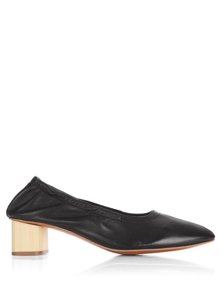 Robert Clergerie Pixie Block Heel Leather Ballet Pumps