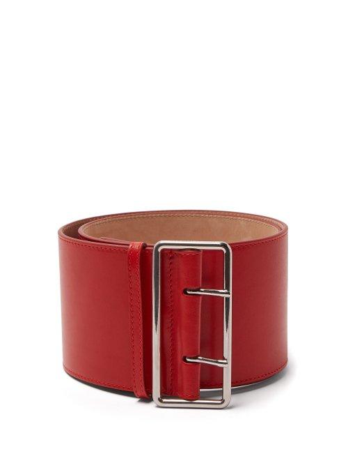 Matchesfashion.com Alexander Mcqueen - Military Wide Leather Belt - Womens - Red