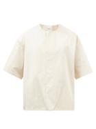 Le17septembre Homme - Concealed-placket Cotton-blend Twill Shirt - Mens - Cream