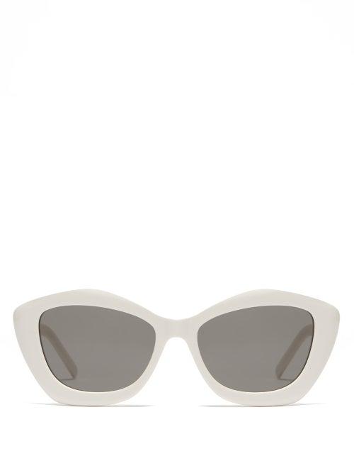 Matchesfashion.com Saint Laurent - Pentagonal Acetate Sunglasses - Womens - White