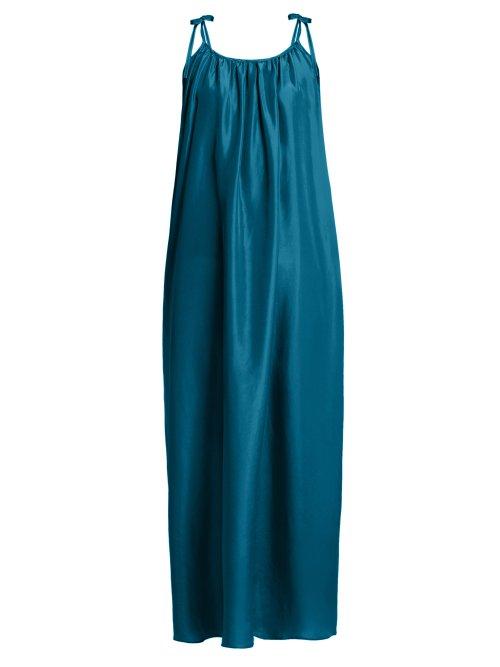 Matchesfashion.com Loup Charmant - Gathered Silk Satin Dress - Womens - Dark Green