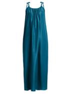Matchesfashion.com Loup Charmant - Gathered Silk Satin Dress - Womens - Dark Green