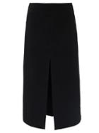 Matchesfashion.com Sara Lanzi - Wool-blend Twill Midi Skirt - Womens - Black