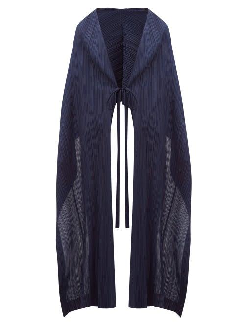 Matchesfashion.com Pleats Please Issey Miyake - Tech-pleated Scarf Cape - Womens - Navy