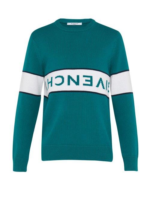 Matchesfashion.com Givenchy - Logo Cotton Sweater - Mens - Green White