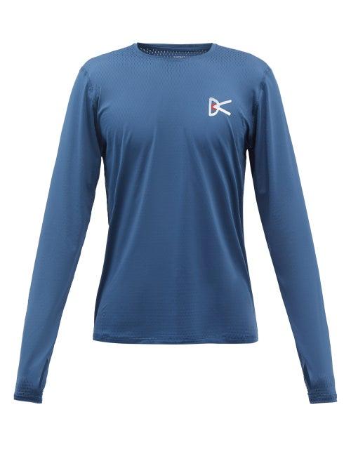 District Vision - Air-wear Logo-print Mesh Long-sleeved T-shirt - Mens - Blue
