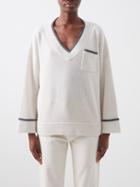 Brunello Cucinelli - V-neck Patch Pocket Cashmere Sweater - Womens - Beige