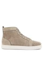 Matchesfashion.com Christian Louboutin - Louis Spike Embellished High Top Suede Trainers - Mens - Grey