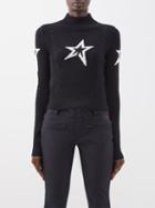 Perfect Moment Ski - Star-jacquard Cable-knit Merino Sweater - Womens - Black