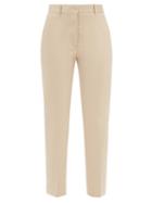 Joseph - Coleman Cropped Stretch-gabardine Trousers - Womens - Light Beige