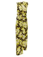 Matchesfashion.com Colville - One Shoulder Floral Print Crepe Maxi Dress - Womens - Yellow Print
