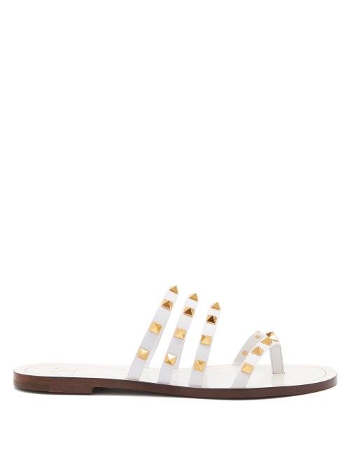 Matchesfashion.com Valentino Garavani - Rockstud Flair Leather Sandals - Womens - White
