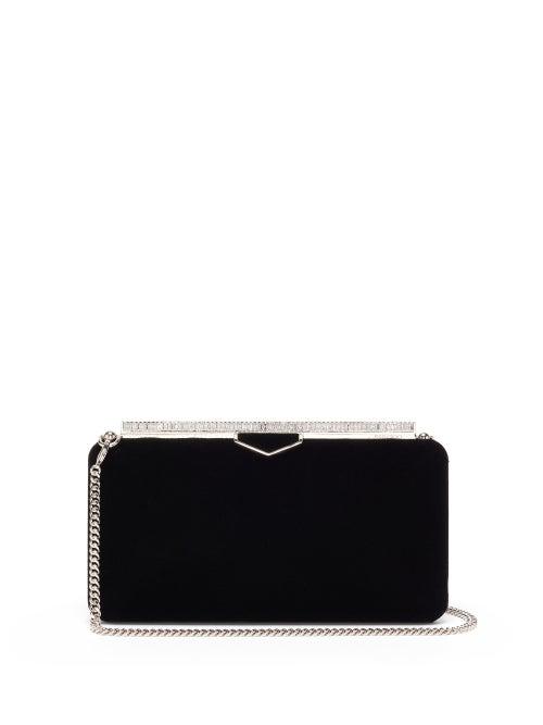 Matchesfashion.com Jimmy Choo - Ellipse Crystal-embellished Velvet Shoulder Bag - Womens - Black