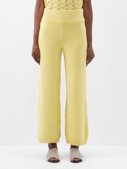 Skin - Hanne High-rise Cotton-blend Trousers - Womens - Yellow