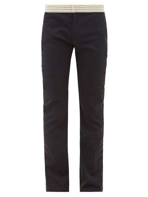 Matchesfashion.com Wales Bonner - Spiritus Crocheted-waist Cotton-blend Trousers - Mens - Black