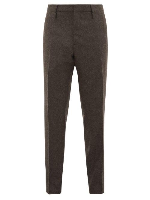 Matchesfashion.com Aldo Maria Camillo - Slim Leg Tailored Wool Trousers - Mens - Dark Brown