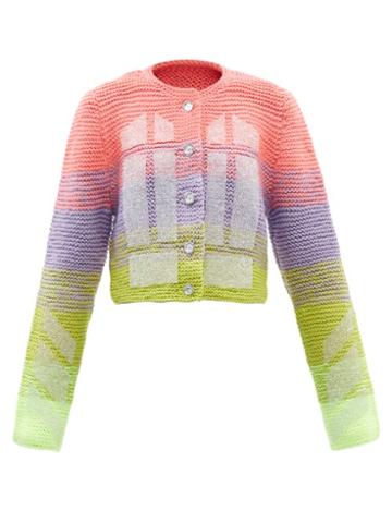 Germanier - Upcycled-beaded Striped Cardigan - Womens - Pink Multi
