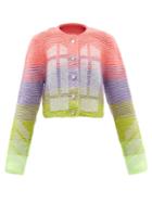 Germanier - Upcycled-beaded Striped Cardigan - Womens - Pink Multi