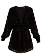 Matchesfashion.com Balmain - Batwing Sleeved Fil Coup Velvet Mini Dress - Womens - Black