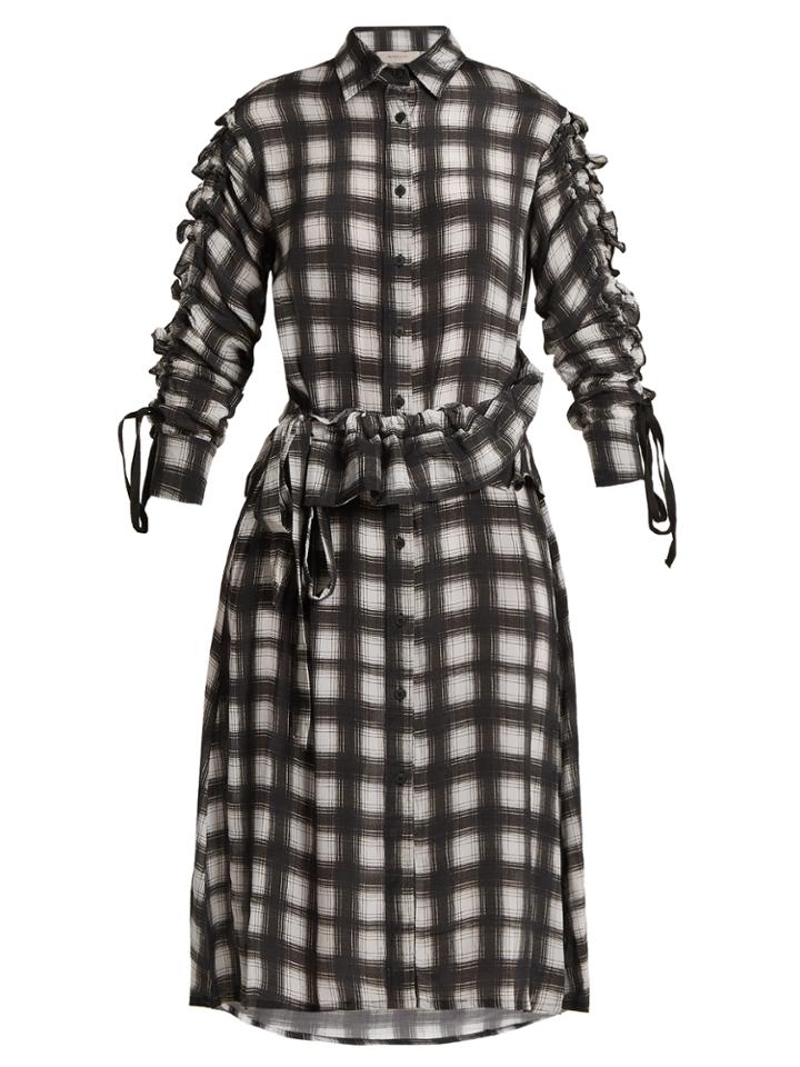 Preen Line Uri Plaid-checked Crepe De Chine Shirtdress