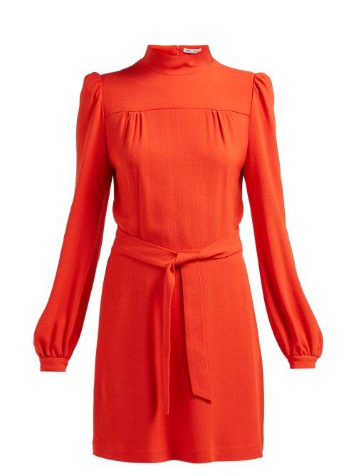 Matchesfashion.com Bella Freud - Sylvia High Neck Crepe Mini Dress - Womens - Red