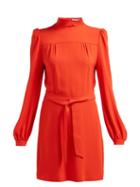 Matchesfashion.com Bella Freud - Sylvia High Neck Crepe Mini Dress - Womens - Red