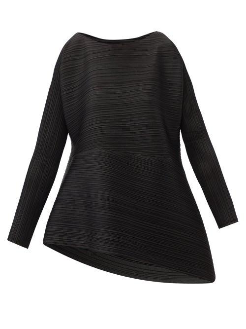 Matchesfashion.com Pleats Please Issey Miyake - Asymmetrical-hem Technical-pleated Top - Womens - Black