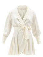 Zimmermann - Postcard Silk-satin Mini Wrap Dress - Womens - Cream
