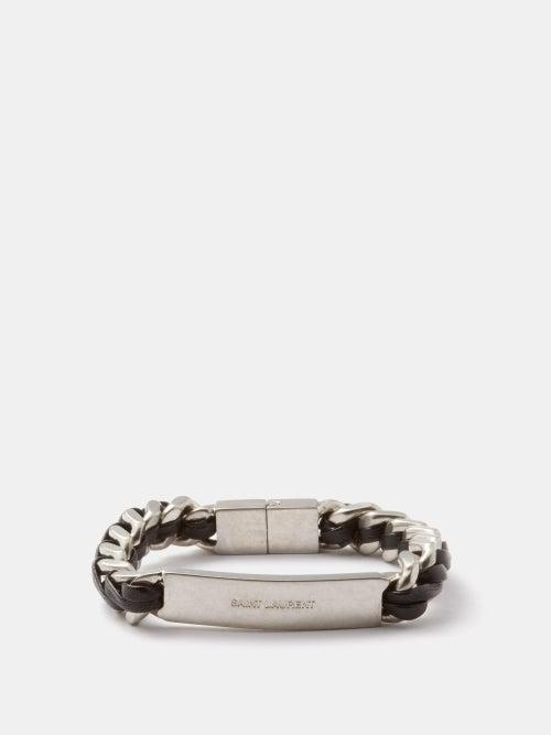 Saint Laurent - Logo-plaque Curb-chain Bracelet - Mens - Silver