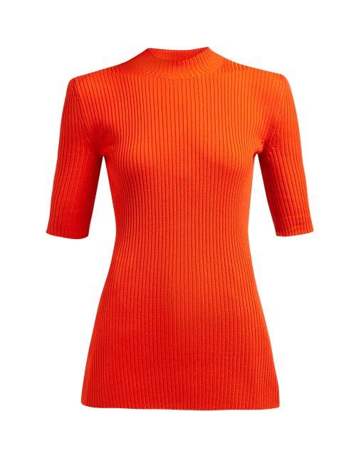 Matchesfashion.com Kwaidan Editions - High Neck Ribbed Wool Blend Top - Womens - Red