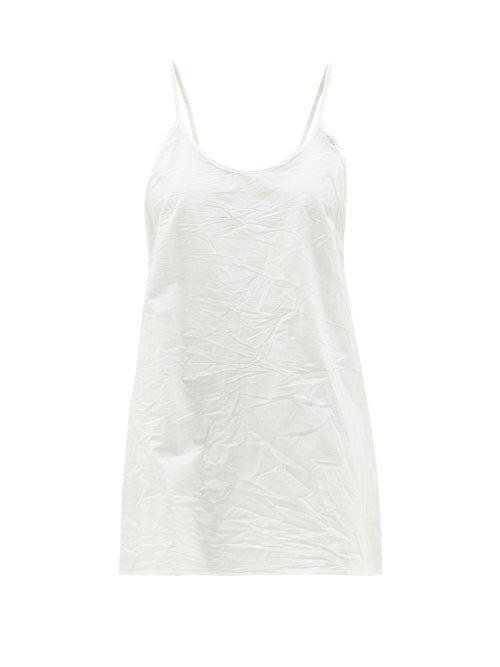 Ladies Lingerie Domi - Shorty Organic-cotton Slip Dress - Womens - White