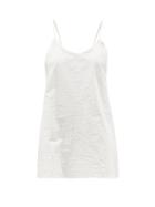 Ladies Lingerie Domi - Shorty Organic-cotton Slip Dress - Womens - White