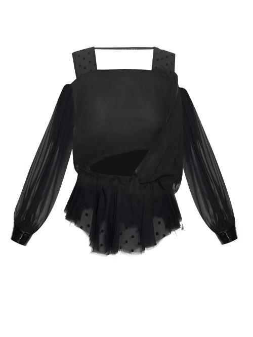 Maison Margiela Cut-out Detail Silk-chiffon Top