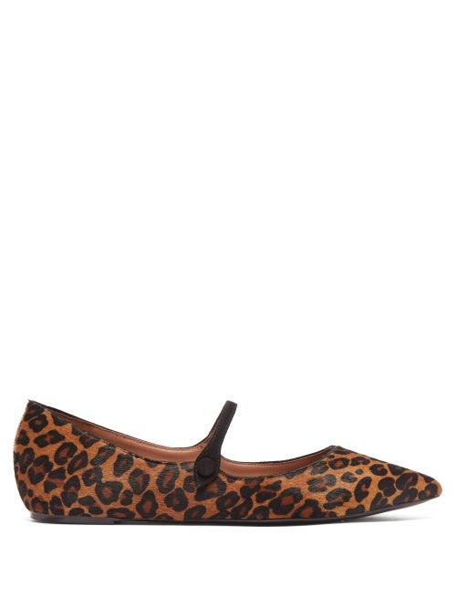 Matchesfashion.com Tabitha Simmons - Hermione Leopard Print Calf Hair Mary Jane Flats - Womens - Leopard