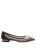 Matchesfashion.com Nicholas Kirkwood - Monstera Crystal-leaf Mesh Ballet Flats - Womens - Black