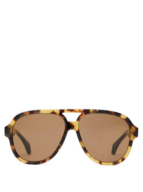 Matchesfashion.com Gucci - Aviator Acetate Glasses - Mens - Tortoiseshell