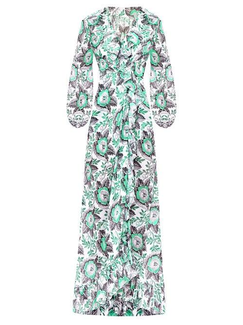 Ladies Rtw The Vampire's Wife - The Devastator Poppy-print Chiffon Maxi Dress - Womens - Green White